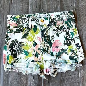 Guess Tropical Floral Cutoff Distressed Shorts 25